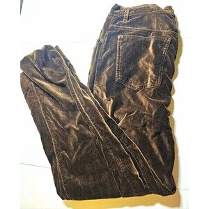 Women's Brown Velvet Pants Size 1q Regular 5-Pocket Button Zip